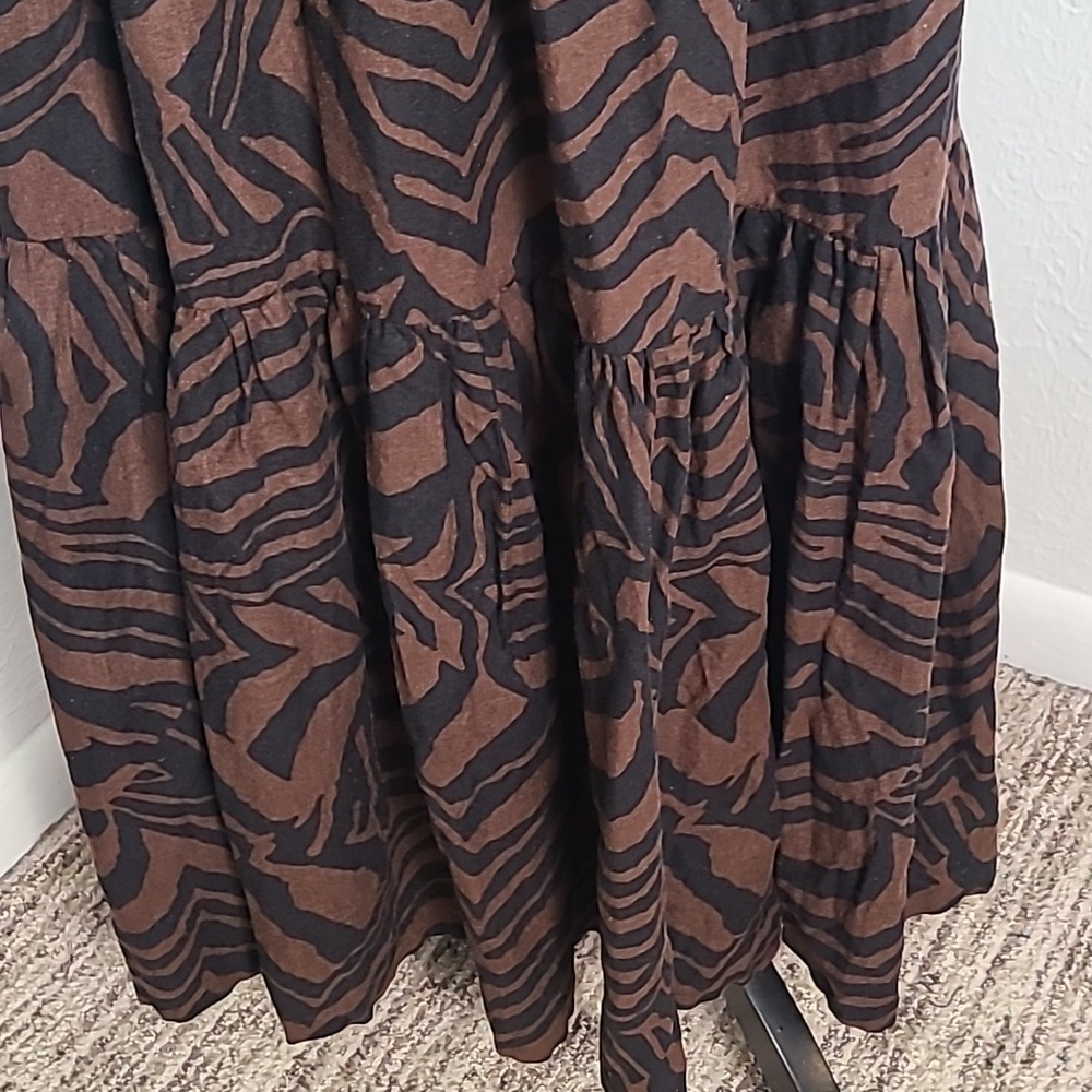 Nicole Miller Brown & Black Maxi-Dress with Halter Neck, Tiers, Ruffle, Size XS - Picture 5 of 11